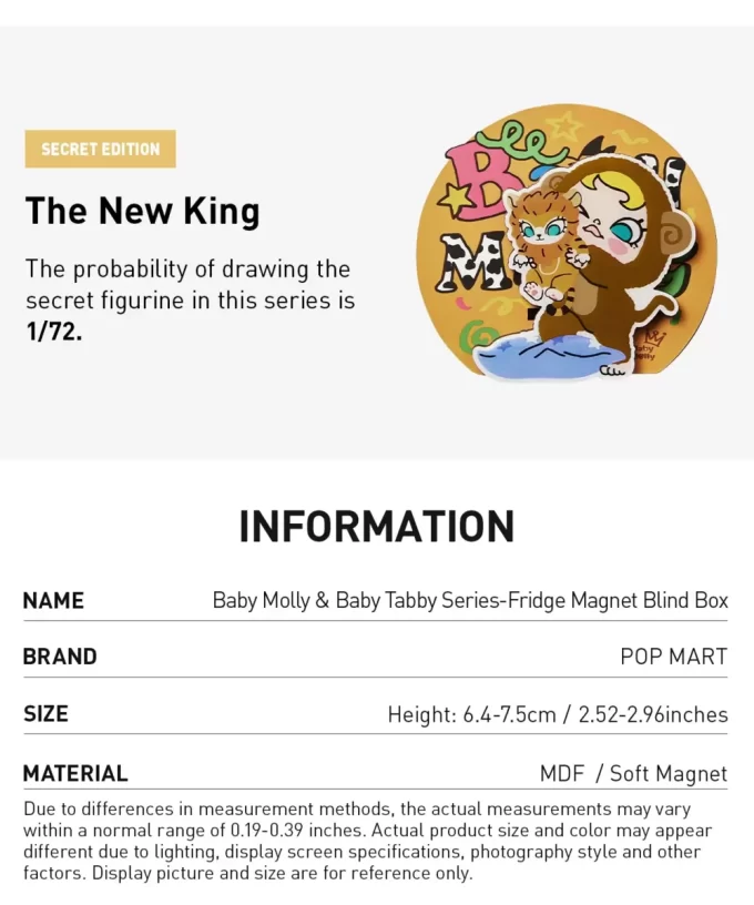 Baby Molly & Baby Tabby Series-Fridge Magnet Blind Box Baby Molly & Baby Tabby Series-Fridge Magnet Blind Box