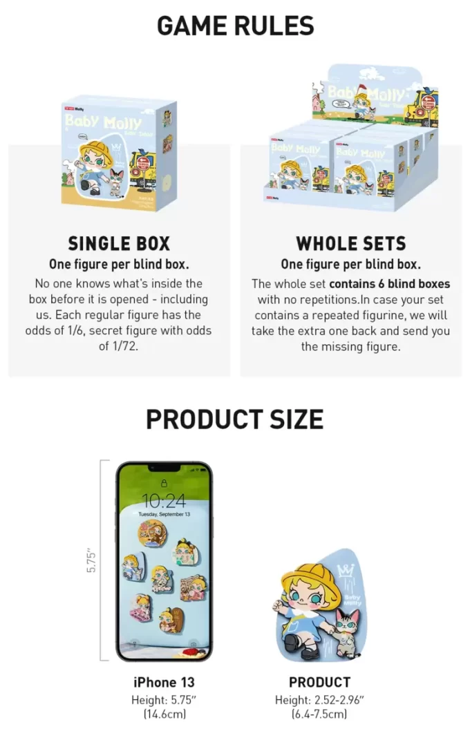 Baby Molly & Baby Tabby Series-Fridge Magnet Blind Box Baby Molly & Baby Tabby Series-Fridge Magnet Blind Box