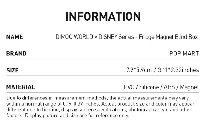 DIMOO WORLD × DISNEY Series-Fridge Magnet Blind Box DIMOO WORLD × DISNEY Series-Fridge Magnet Blind Box