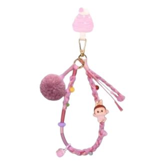Labubu Pom Party Key Chain “Rose Red”