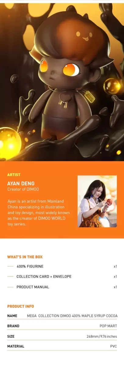 MEGA Collection 400% JUST DIMOO Maple Syrup Cocoa MEGA Collection 400% JUST DIMOO Maple Syrup Cocoa