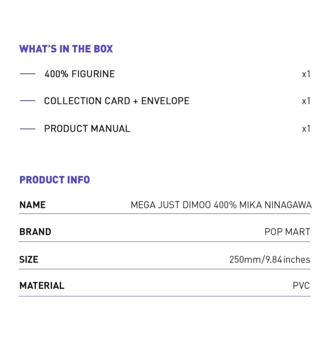 MEGA JUST DIMOO 400% MIKA NINAGAWA