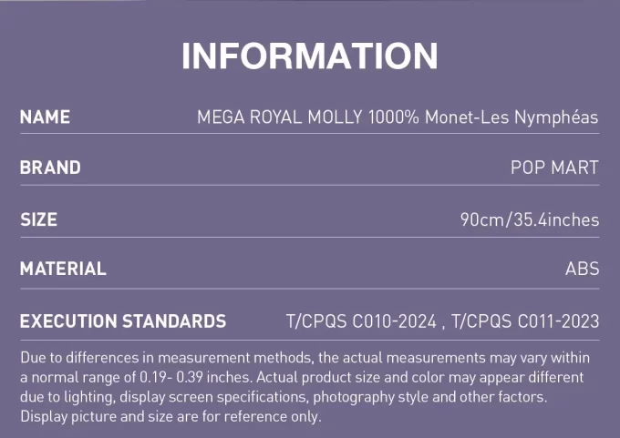 MEGA ROYAL MOLLY 1000% Monet-Les Nymphéas MEGA ROYAL MOLLY 1000% Monet-Les Nymphéas