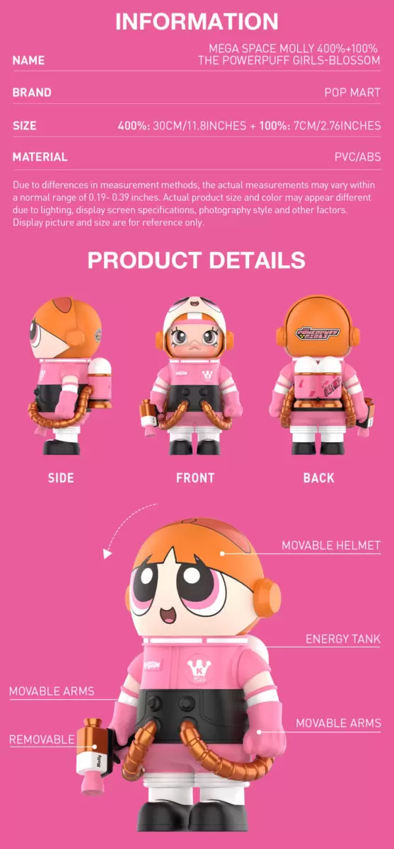 MEGA SPACE MOLLY 400%+100% THE POWERPUFF GIRLS-Blossom MEGA SPACE MOLLY 400%+100% THE POWERPUFF GIRLS-Blossom