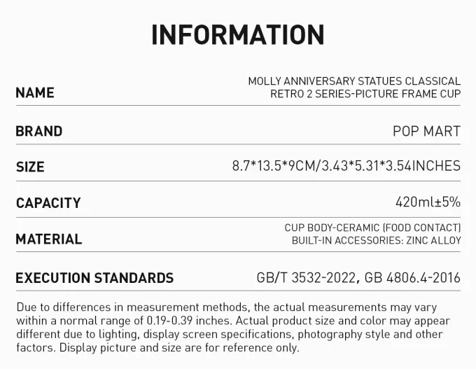 MOLLY Anniversary Statues Classical Retro 2 Series-Picture Frame Cup