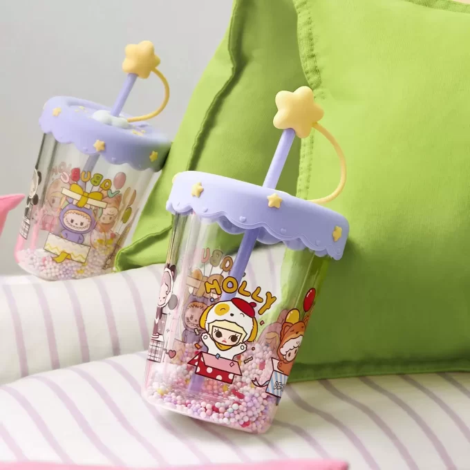 POP BEAN Pajama Party Double Layered Shaking Straw Cup
