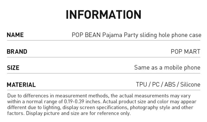 POP BEAN Pajama Party Sliding Hole Phone Case