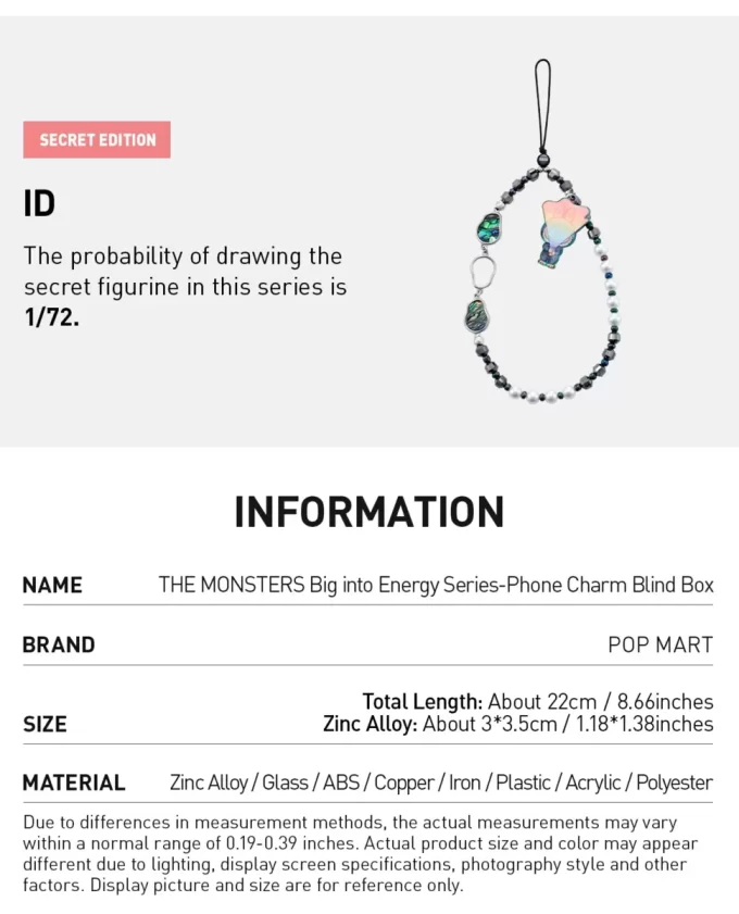 THE MONSTERS Big Into Energy Series-Phone Charm Blind Box THE MONSTERS Big Into Energy Series-Phone Charm Blind Box