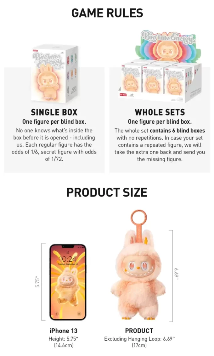 THE MONSTERS Big Into Energy Series-Vinyl Plush Pendant Blind Box THE MONSTERS Big Into Energy Series-Vinyl Plush Pendant Blind Box