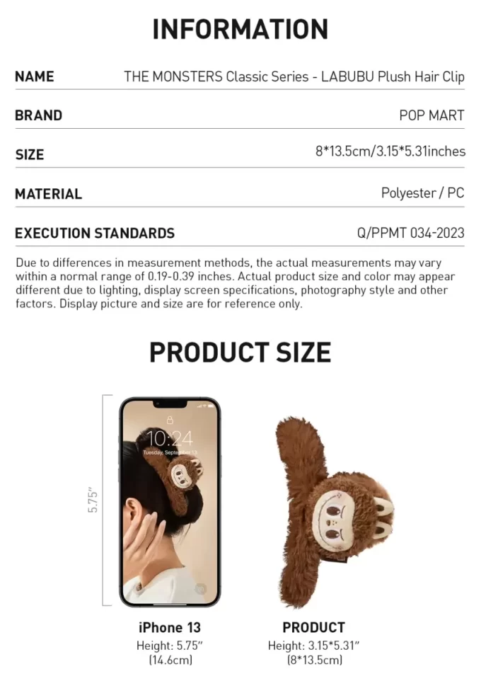 THE MONSTERS Classic Series- LABUBU Plush Hair Clip