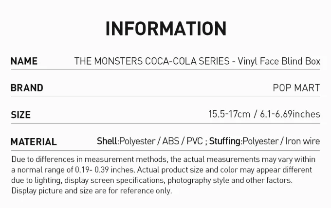 THE MONSTERS COCA-COLA SERIES-Vinyl Face Blind Box THE MONSTERS COCA-COLA SERIES-Vinyl Face Blind Box