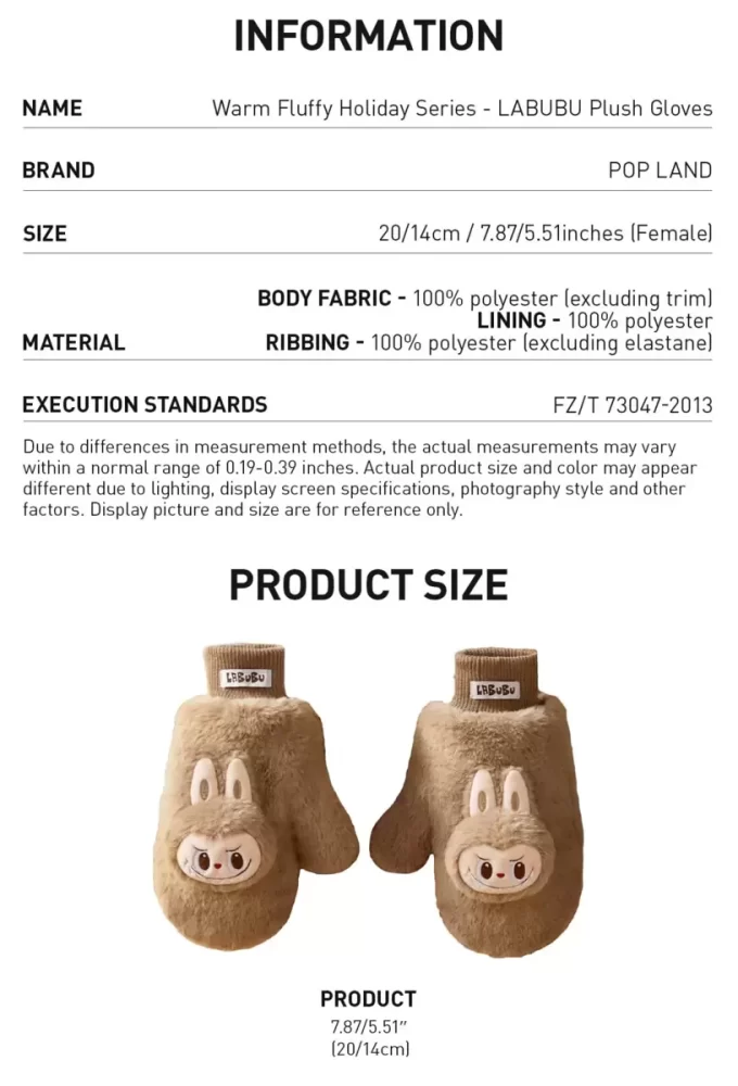 Warm Fluffy Holiday Series- LABUBU Plush Gloves