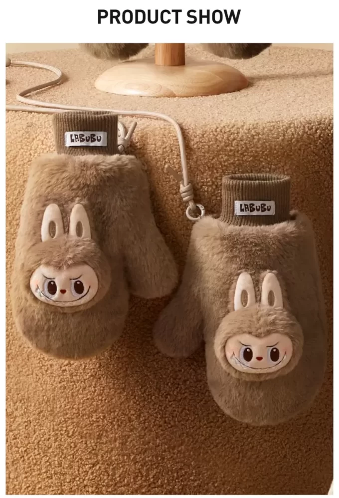 Warm Fluffy Holiday Series- LABUBU Plush Gloves